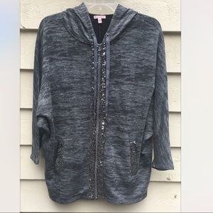 JUICY COUTURE NWOT Gray Oversized Zip Hoodie, Sz S